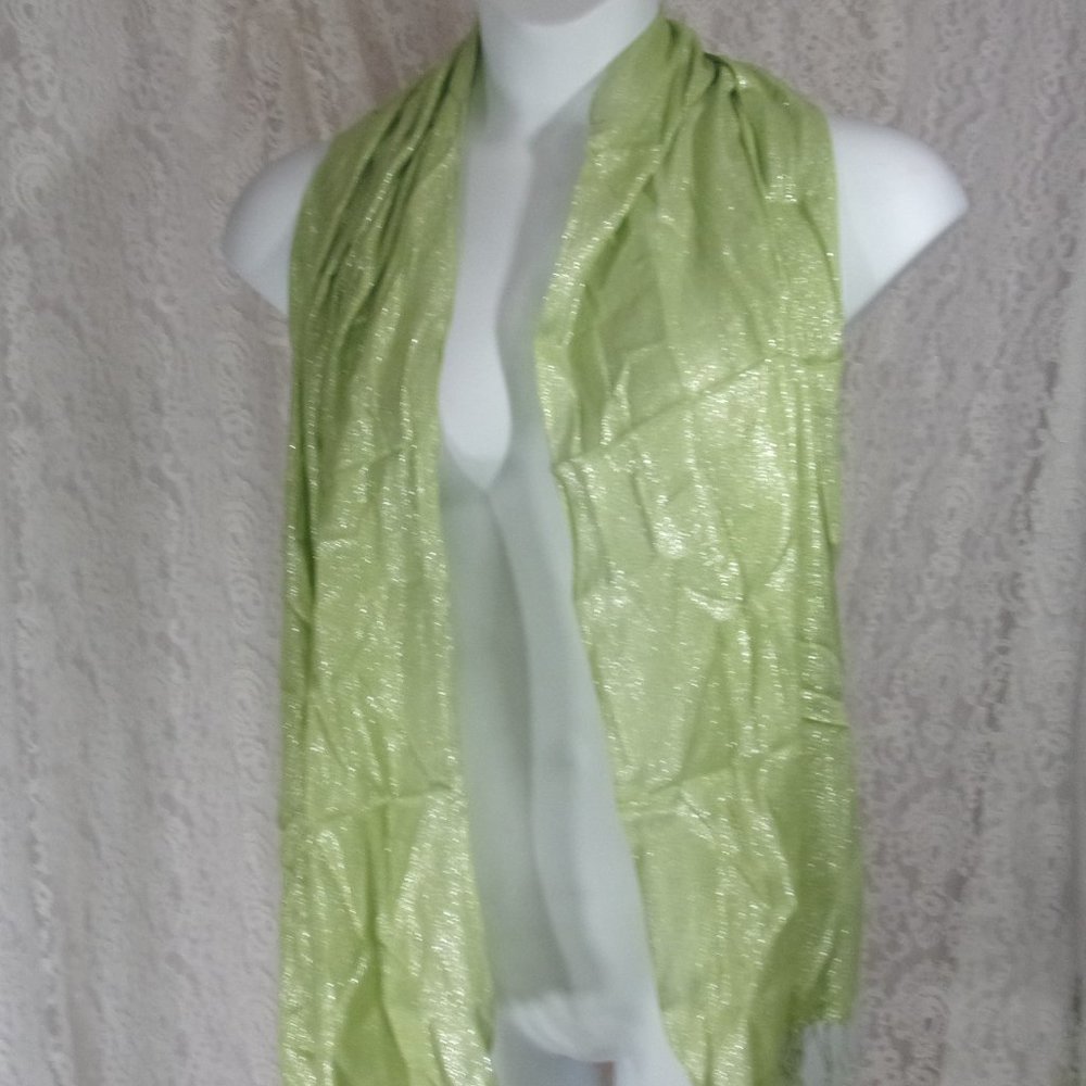 Oblong Fashion Scarf In Sparkly Green NWOT